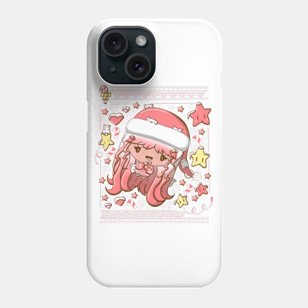 Cute festive candy cane bubble head cutie Phone Case by studiomogwai