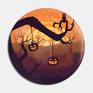 Spooky pumpkin colorful landscape Pin