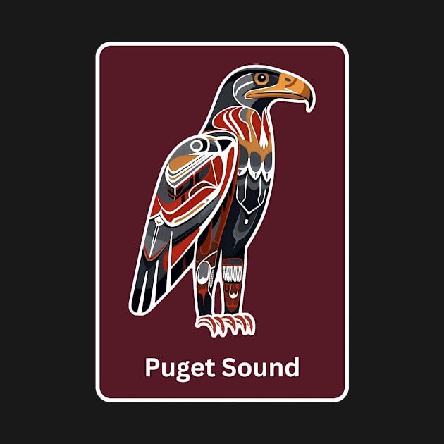 Puget Sound Washington Native American Indian American Red Background Eagle Hawk Haida by twizzler3b