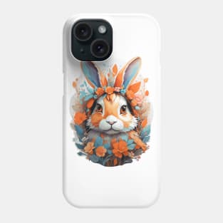 Cute Rabbit Head With Fantasy Flowers Splash Phone Case