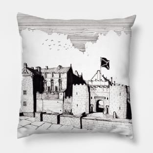 Stirling Castle Scotland Pen Ink Drawing Pillow