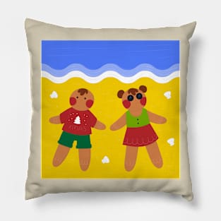 Gingerbread Couple Summer Beach Pillow