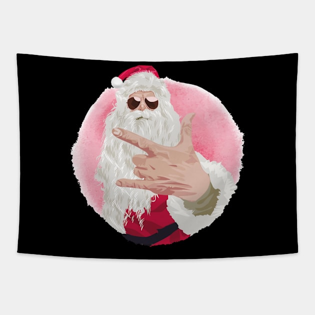 Rock and Roll Santa Tapestry by MCAL Tees