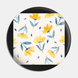 Watercolour floral yellow And teal Pin