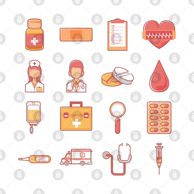 hospital and medicine icon set by ginanperdana