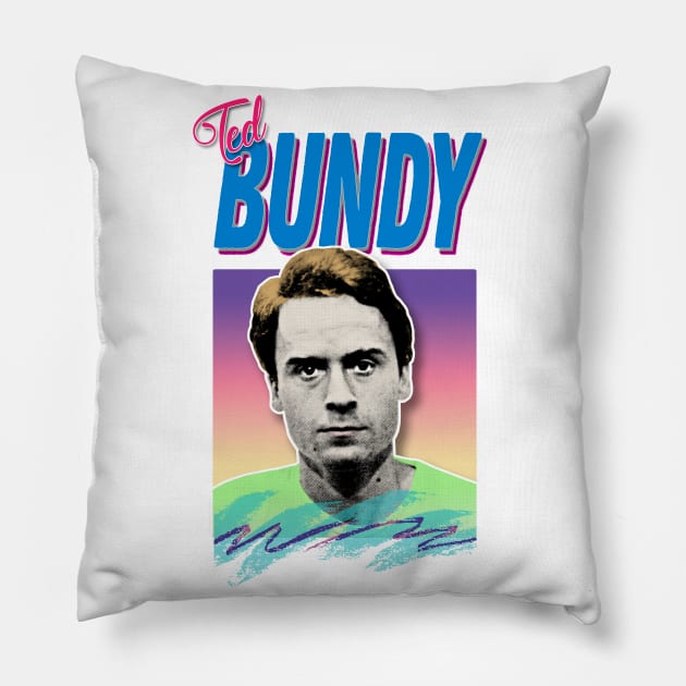 Ted Bundy Serial Killer Retro Aesthetic Styled 90s Design Pillow by DankFutura