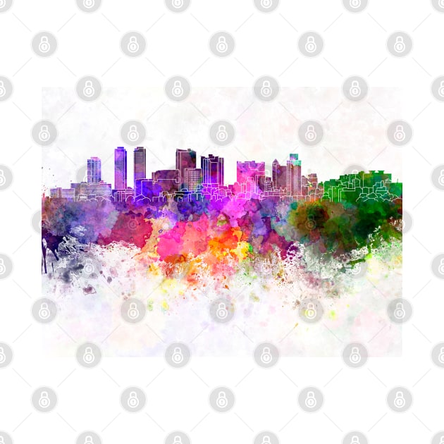 Colombo skyline in watercolor background by PaulrommerArt