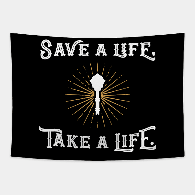 Save a Life Take a Life Cleric Tabletop RPG Gaming Tapestry by pixeptional