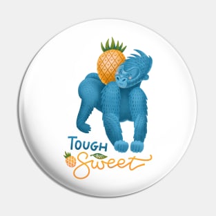 Cartoon gorilla with pineapple fruit Pin