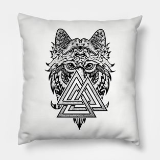 Valknut Symbol and wolf Pillow