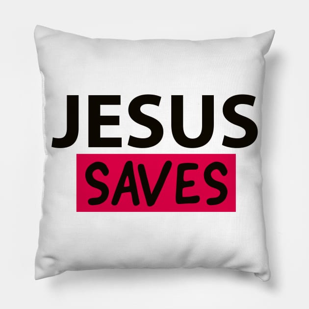 Jesus Saves Motivational Christian Faith Quote Pillow by Happy - Design