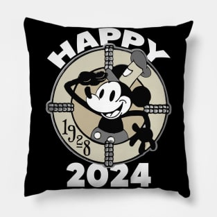 Steamboat Willie. Happy 2024 Pillow