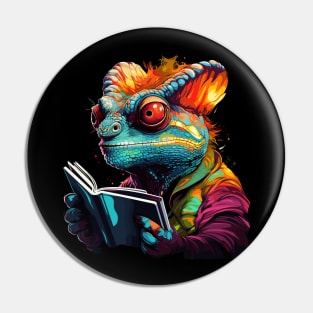 Chameleon Reads Book Pin