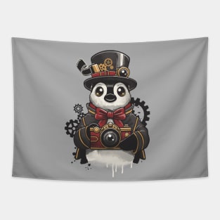 Steampunk penguin photographer Tapestry