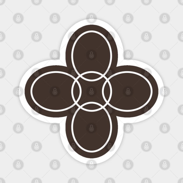 Flower Circle (White Petals on Khaki Brown) Magnet by RealZeal