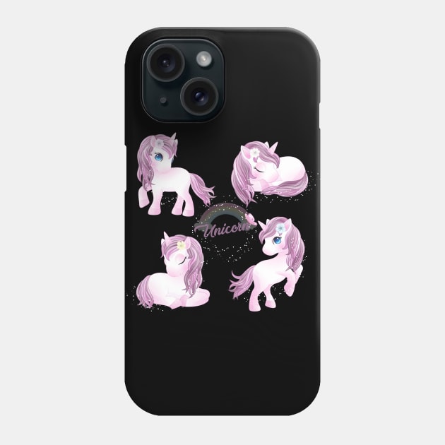 hand drawn cute unicorn character tshirt Phone Case by Tshirt lover 1