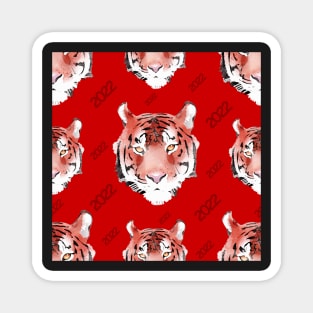 Tiger Head Year 2022 Watercolor Pattern Magnet