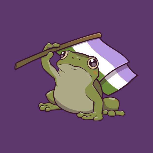 Genderqueer Pride Flag-Holding Frog by saltuurn