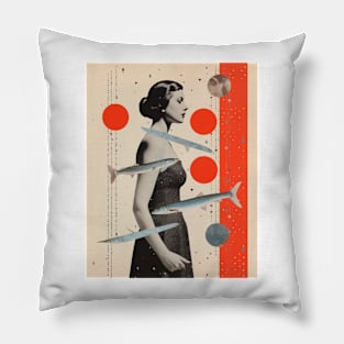 Pisces collage art astrology Pillow