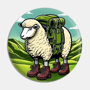 Hiking Sheep Pop Art Pin