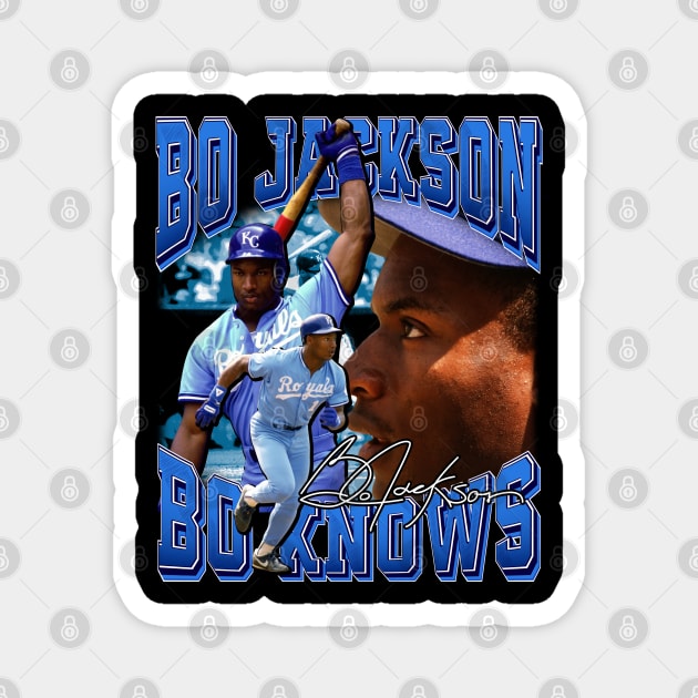 Bo Jackson Bo Knows Signature Vintage Legend Baseball Football Bootleg Rap Graphic Style Magnet by Koch Sean