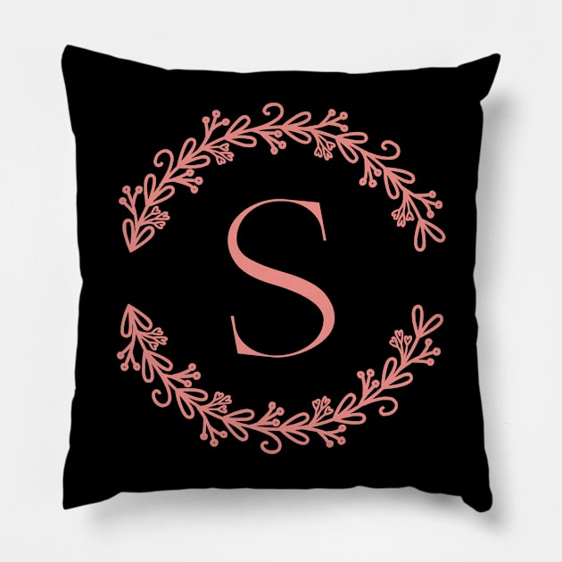 Pink Monogram Letter S Pillow by RosegoldDreams
