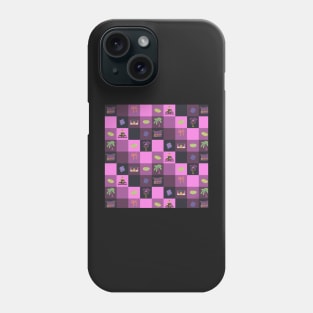 Neon Check pattern Phucket Thailand - coral, yellow, purple, blue checker checkerboard Phone Case