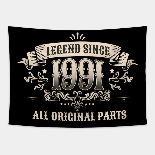 Retro Vintage Birthday Legend Since 1991 All Original Parts Tapestry by star trek fanart and more