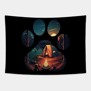 Dog Paw Camping - Summer Night Camp Tapestry