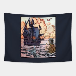 Ship on the Ocean, The Little Mermaid - Ivan Bilibin Tapestry