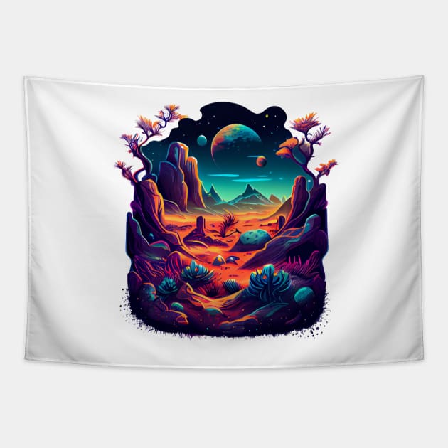 Otherworldly Landscape Tapestry by MindTankArt