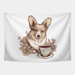 Sweet Corgi Mornings - Delightful Dog Design to Start Your Day Tapestry