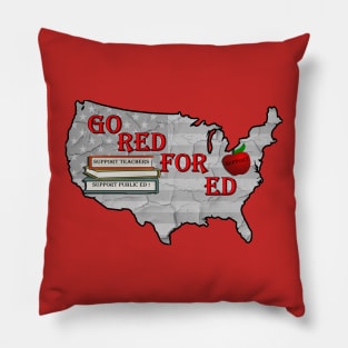 Teacher Wear Red For ED, Support Wear Red for Public Ed School Support Design Pillow