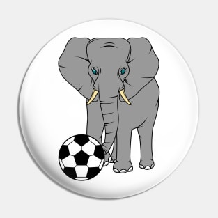 Elephant as Soccer player with Soccer ball Pin