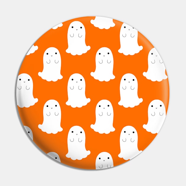 Cute Ghost Orange Pattern Pin by saradaboru