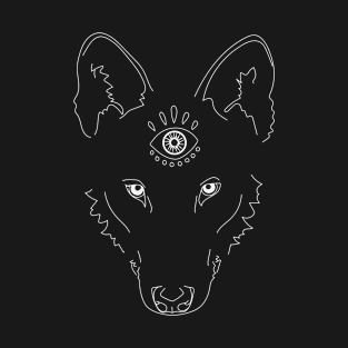 Wolf Third Eye Lineart "AwareWolf" T-Shirt