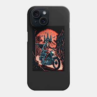 Skeleton Riding Motorbike On Flames Phone Case