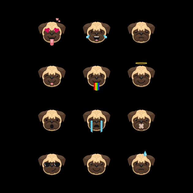 Funny Pug Dog Emoji by stonemask