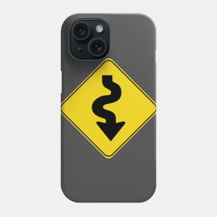 Caution Road Sign Swervy Down Arrow Phone Case