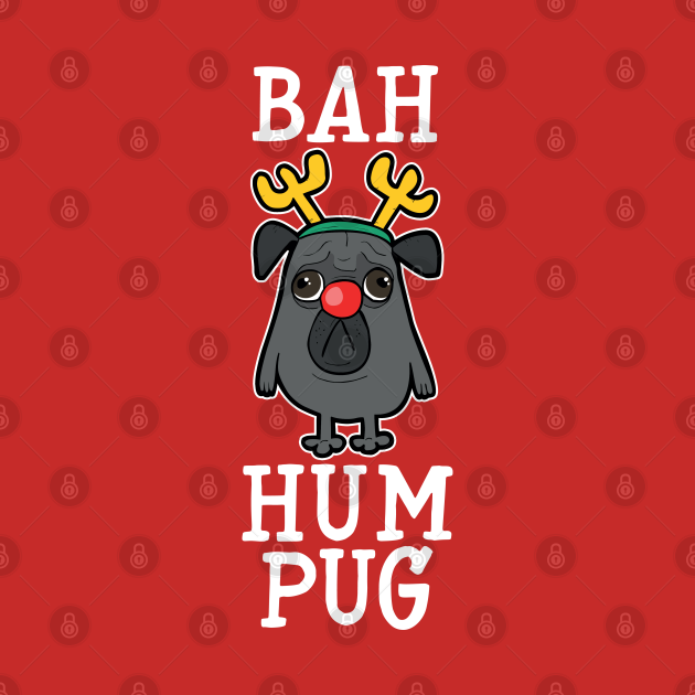 Disover Bah Hum Pug - Black - Christmas - T-Shirt