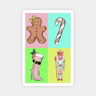 Pastel Pop Art Christmas Magnet