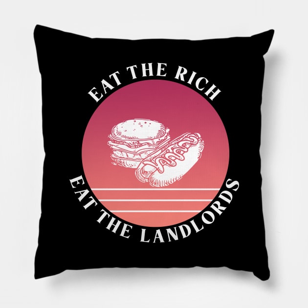 Eat The Rich Retro Cook Out Art Retro Red Summer Pillow by aaallsmiles