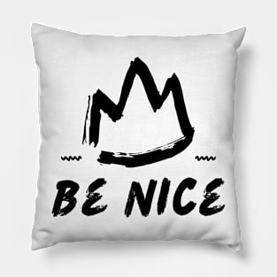 White Simple Be Nice Typography Pillow