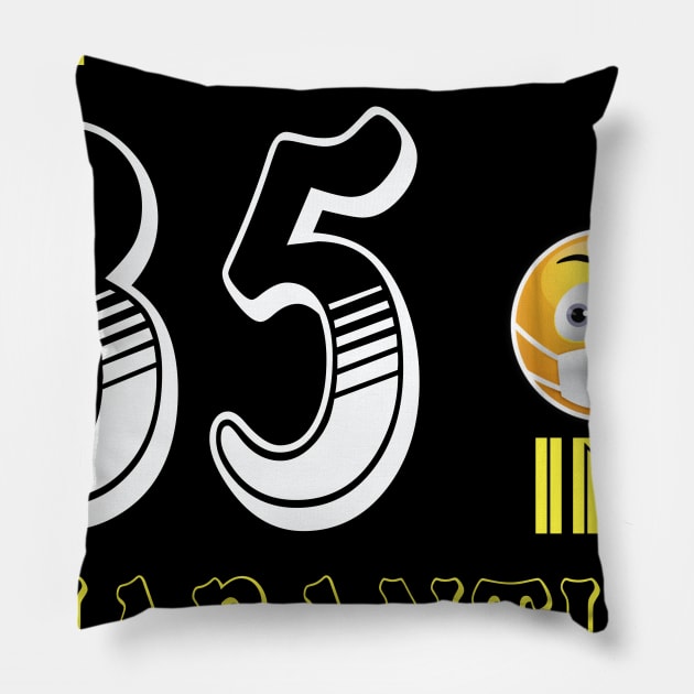 I Turned 35 in quarantine Funny face mask Toilet paper Pillow by Jane Sky