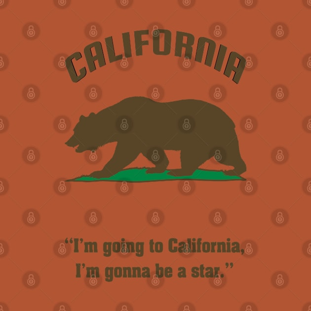 Bear Flag, Flag of California, Grizzly bear, “I’m going to California, I’m gonna be a star.” by egygraphics