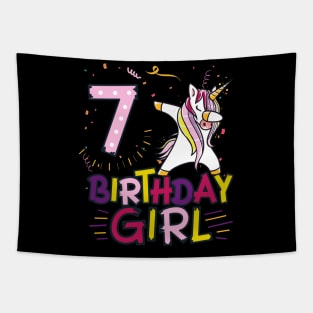 Funny Birthday Gift 7 year old Girl Dabbing Unicorn T-Shirt Tapestry