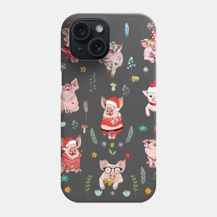 Pig Winter With Plant. Phone Case