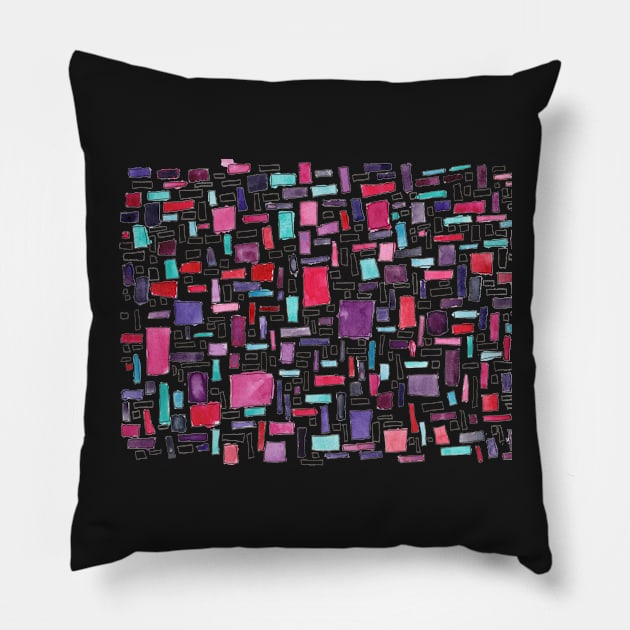 Purple Grid Pillow by Colzo Art