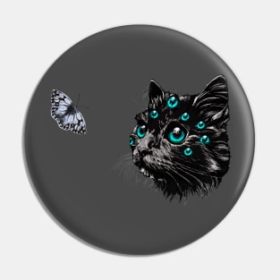 'My eyes waiting for you' colorful imagination of cat and moth mates Pin