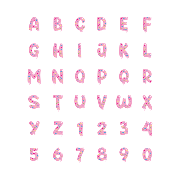 Sprinkles and pink icing alphabet sticker pack by Bubsart78